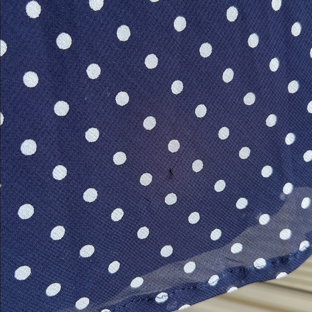 Style & Co. vtg navy polkadot chiffon feminine slip classic midi dress 8โ - Picture 12 of 14